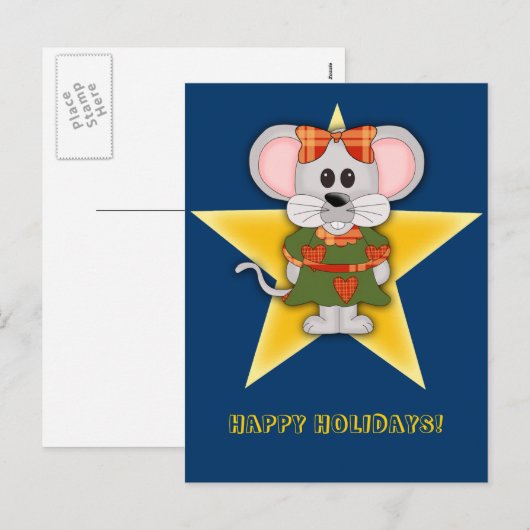 De Tekst van de Douane van de Muis van Kerstmis Feestdagenkaart (Voorkant / Achterkant)