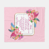 De Tekst van de verandering voegt Naam Boho Flower Fleece Deken (Voorkant (Horizontaal))