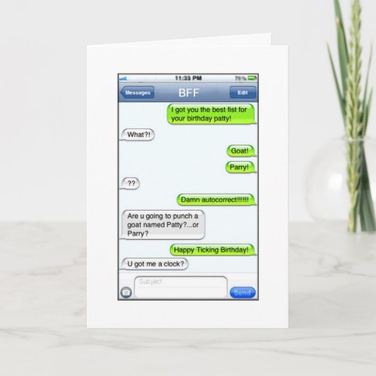 De Tekst van de verjaardag - Humor Kaart (Voorkant)