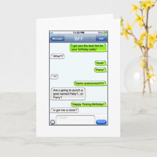 De Tekst van de verjaardag - Humor Kaart (Gele Bloem)