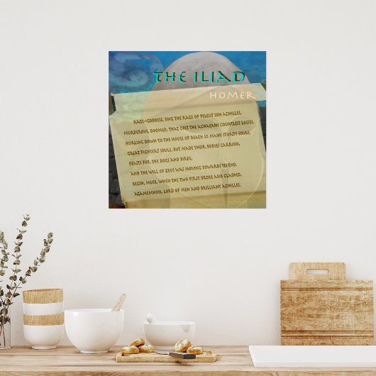 De tekst van het afbeelding Iliad scroll Poster (Keuken)