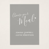 De tekst van het de maaltijdkeus van het huwelijk  visitekaartje (Voorkant)