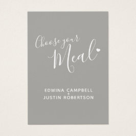 De tekst van het de maaltijdkeus van het huwelijk  visitekaartje