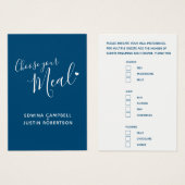 De tekst van het de maaltijdkeus van het huwelijk visitekaartje (Voorkant /achterkant)