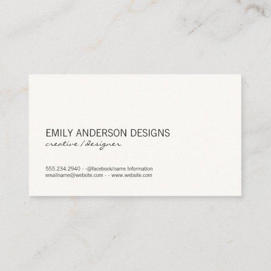 De Tekst van het manuscript/borstel (Grijs) Visitekaartje (Achterkant)