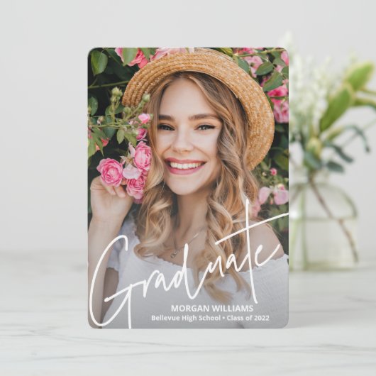 De Tekst van het Manuscript van Trendy, Afstuderen Aankondiging (Staand voorkant)