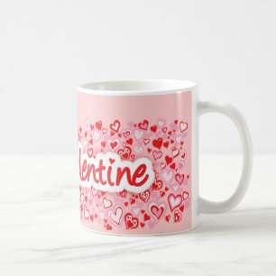 De tekst van "Mijn Valentijn" draagt de rode pinky Koffiemok