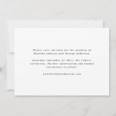 De tekstfoto van het manuscript elegant moderne br save the date (Achterkant)