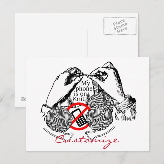 De telefoon is op Knit Thunder_Cove Briefkaart (Voorkant / Achterkant)