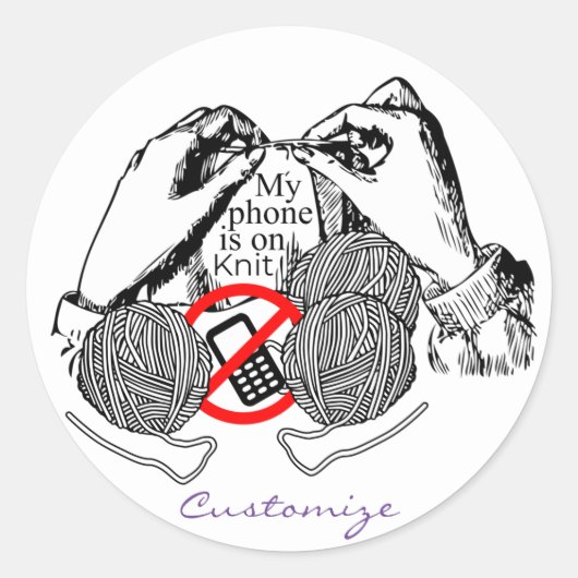 De telefoon is op Knit Thunder_Cove Ronde Sticker (Voorkant)
