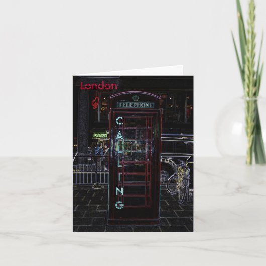 De Telefooncel Notecard van Londen Kaart (Voorkant)