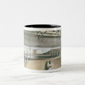 De telegraafkabel in de tanks van de twee tweekleurige koffiemok (Center)