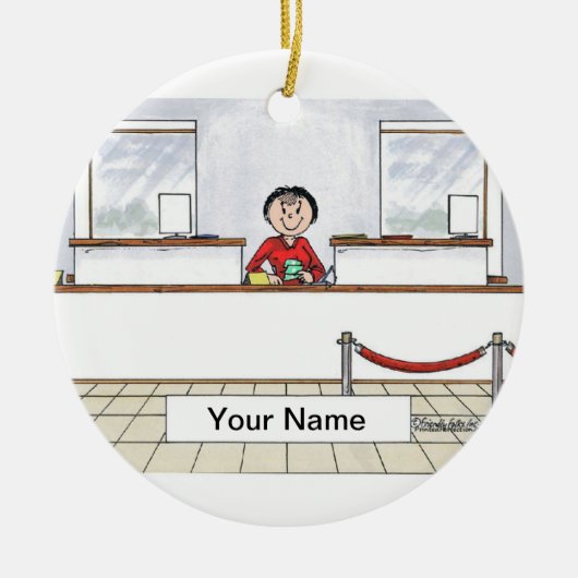 De Teller van de bank - Vrouw Keramisch Ornament (Voorkant)