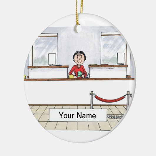 De Teller van de bank - Vrouw Keramisch Ornament (Links)