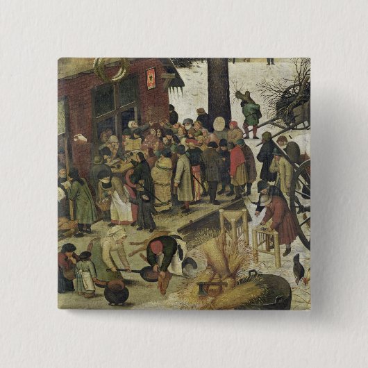 De telling bij Bethlehem 2 Vierkante Button 5,1 Cm (Voorkant)