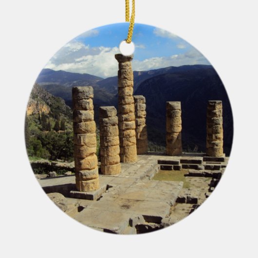 De tempel van Apollo - Delphi Keramisch Ornament (Voorkant)