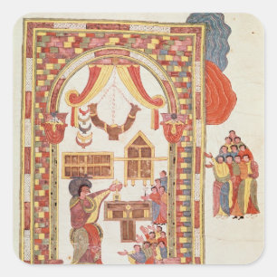 De tempel van Jeruzalem uit de Bijbel Vierkante Sticker