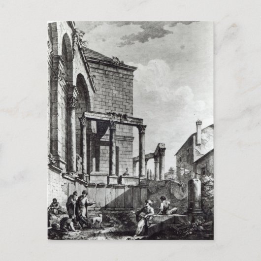 De tempel van Jupiter in het paleis van Briefkaart (Voorkant)