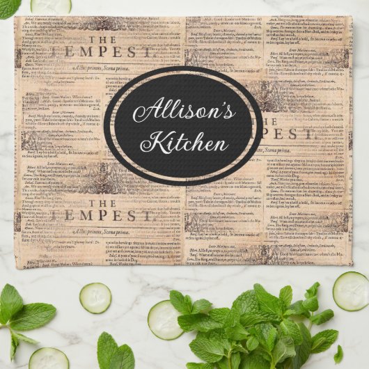 De Tempest Shakespeare gepersonaliseerde keukenhan Theedoek (Gevouwen)