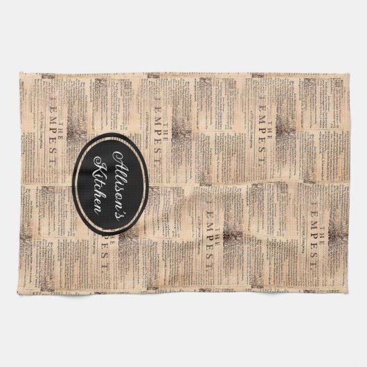 De Tempest Shakespeare gepersonaliseerde keukenhan Theedoek (Horizontaal)