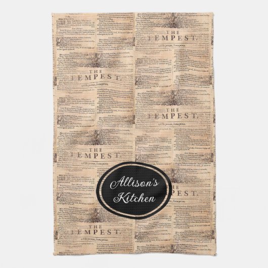 De Tempest Shakespeare gepersonaliseerde keukenhan Theedoek (Verticaal)