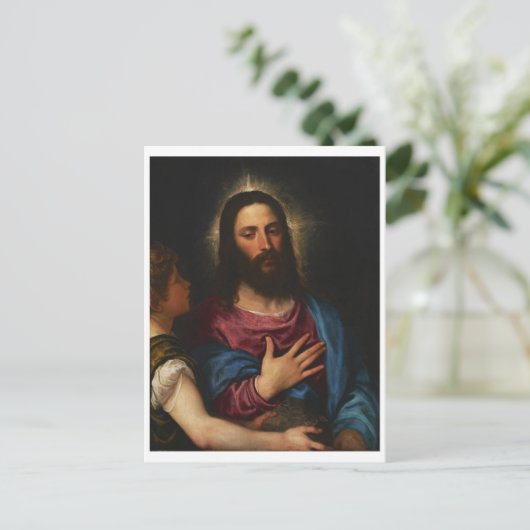 De Temptation of Christus, Titiaan Briefkaart (Staand voorkant)