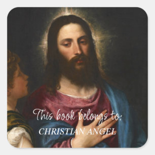 De Temptation of Christus, Titiaan Vierkante Sticker