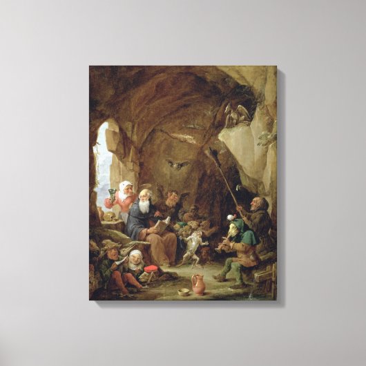 De Temptation of St. Anthony in een Rocky Cavern Canvas Afdruk (Voorkant)