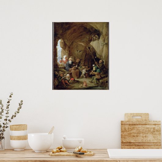 De Temptation of St. Anthony in een Rocky Cavern Poster (Keuken)