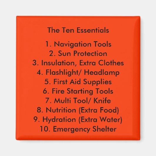De Ten Essentials Magnet (Voorkant)