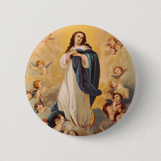 De Tenhemelopneming van de Maagd Maria Ronde Button 5,7 Cm (Voorkant)