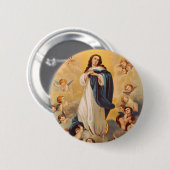 De Tenhemelopneming van de Maagd Maria Ronde Button 5,7 Cm (Voorkant /achterkant)