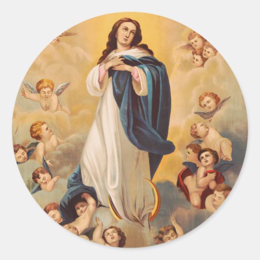 De Tenhemelopneming van de Maagd Maria Ronde Sticker (Voorkant)