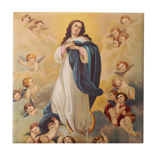 De Tenhemelopneming van de Maagd Maria Tegeltje (Voorkant)
