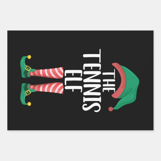 De Tennis Elf Bijpassende Familie Groep Kerstmis Inpakpapier Vel (Voorkant)