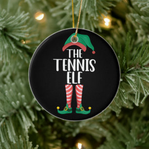 De Tennis Elf Bijpassende Familie Groep Kerstmis Keramisch Ornament
