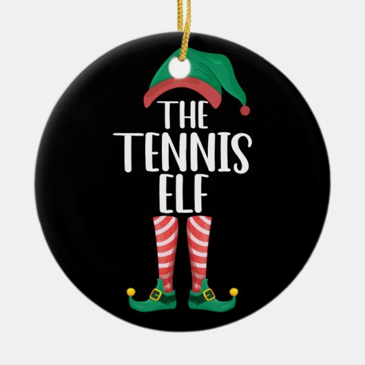 De Tennis Elf Bijpassende Familie Groep Kerstmis Keramisch Ornament (Voorkant)