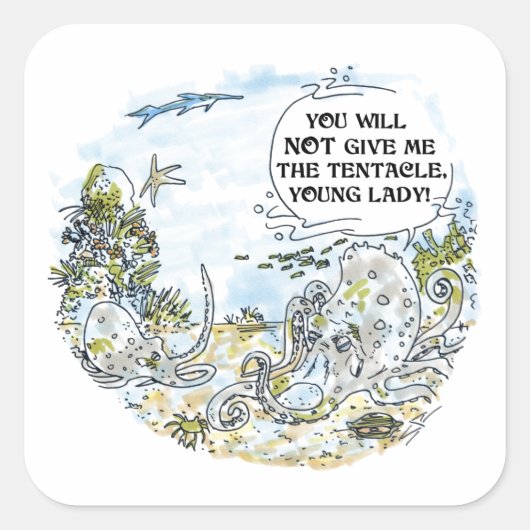 De Tentacle-vierkante stickers (Voorkant)