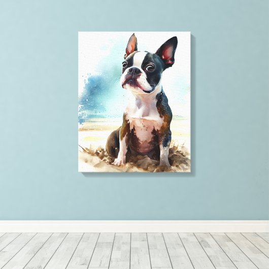 De terger van Boston op het strand Canvas Afdruk (Insitu (Houten vloer))