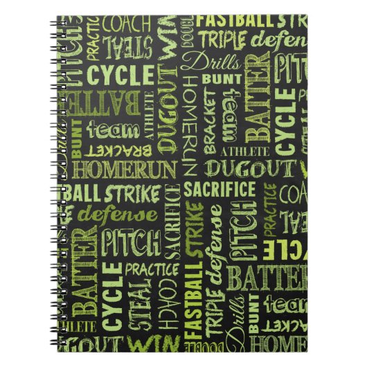 De Termijnen van het Softball van Fastpitch op het Notitieboek (Voorkant)