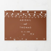 De Terracotta String Lights Trifold van Bruiloft Drieluik Uitnodiging (Cover)