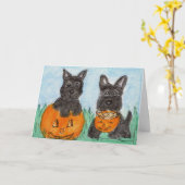 De terriër van de pompoenenHalloween enz. van de Kaart (Gele Bloem)