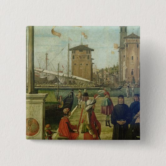 De terugkeer van de ambassadeurs uit de St. Ursula Vierkante Button 5,1 Cm (Voorkant)
