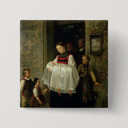 De terugkeer van de christenen vierkante button 5,1 cm (Voorkant)