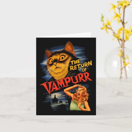 De terugkeer van de funny Cat van Vampurr Kaart (Gele Bloem)