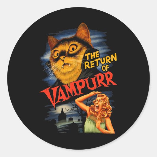 De terugkeer van de funny Cat van Vampurr Ronde Sticker (Voorkant)