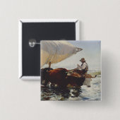 De terugkeer van de visvangst vierkante button 5,1 cm (Voorkant /achterkant)