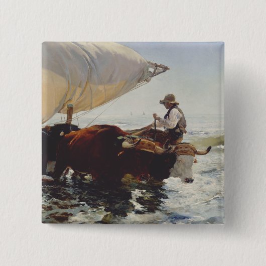 De terugkeer van de visvangst vierkante button 5,1 cm (Voorkant)