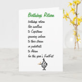 De Terugkeer van verjaardagen - een grappig Kaart (Gele Bloem)