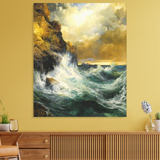 De terugtrekkende golf van Moran, 1909 Canvas Afdruk (Insitu (Woonkamer))